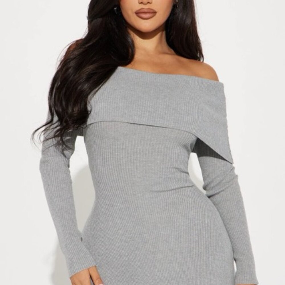 Amara Sweater Mini Dress - Heather Grey